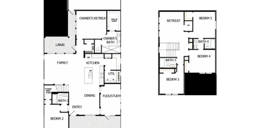 Планировка виллы или дома «House» 5 спален в ЖК Seabrook Village 50’ Rear Entry