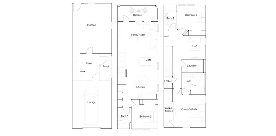 Townhouse floor plan «173SQM», 3 bedrooms in PALM RIVER TOWNHOMES