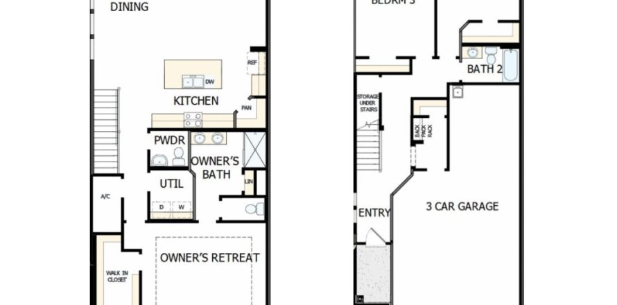 Townhouse floor plan «Townhouse», 3 bedrooms in Kettering at eTown - Paired Villas