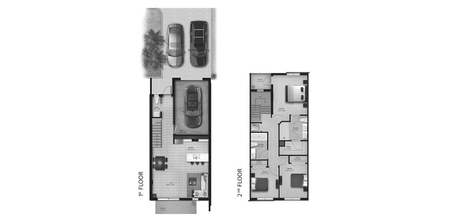 Планировка таунхауса «149SQM THANE» 3 спальни в ЖК STRATA AT PLANTATION