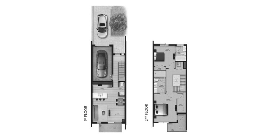 Планировка таунхауса «130SQM BALIN» 2 спальни в ЖК STRATA AT PLANTATION