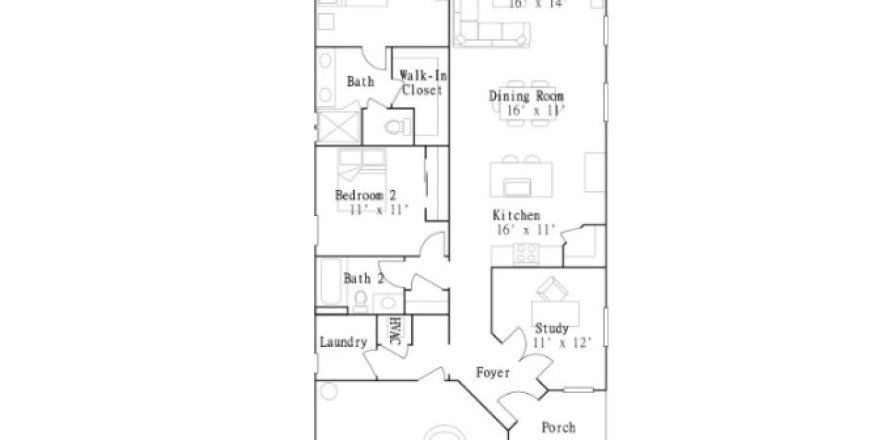 House floor plan «House», 2 bedrooms in Stillwater - Stillwater (40s) - Royal Collection
