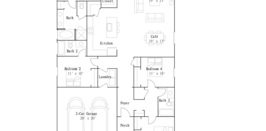 Планировка виллы или дома «House» 4 спальни в ЖК St Augustine Lakes - St Augustine Lakes 50S