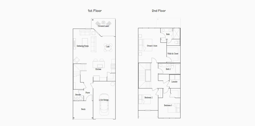 Townhouse floor plan «152SQM KEYWEST», 3 bedrooms in BEACHWALK