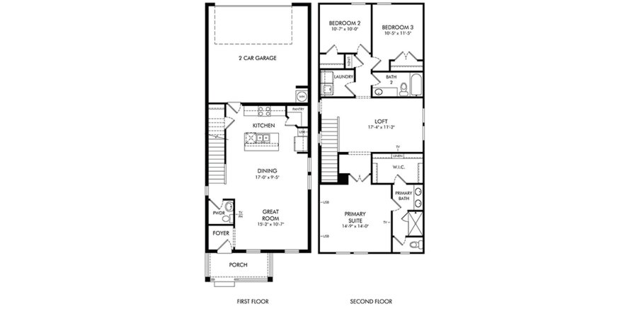 Townhouse floor plan «166SQM HURSTON», 3 bedrooms in SILVERLEAF RESERVE BUNGALOWS