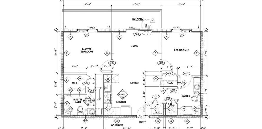 Планировка Кондоминиума «2BR-1» 2 спальни в ЖК Aventura Quattro