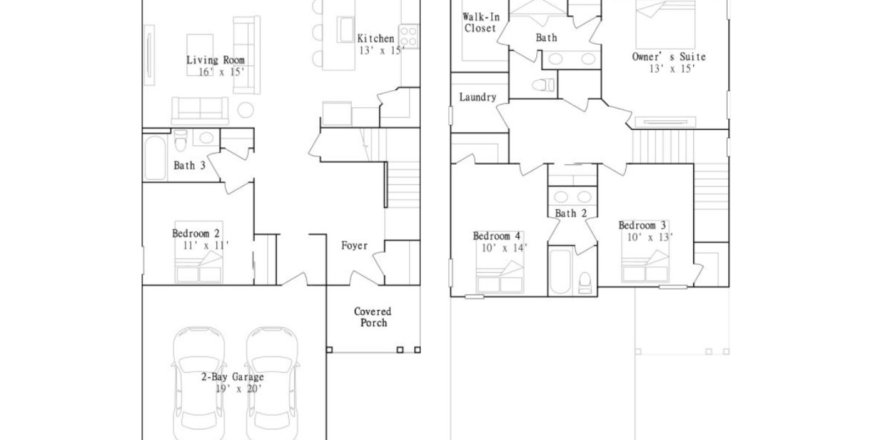 House floor plan «House», 4 bedrooms in SilverLeaf - SilverFalls 40s at SilverLeaf