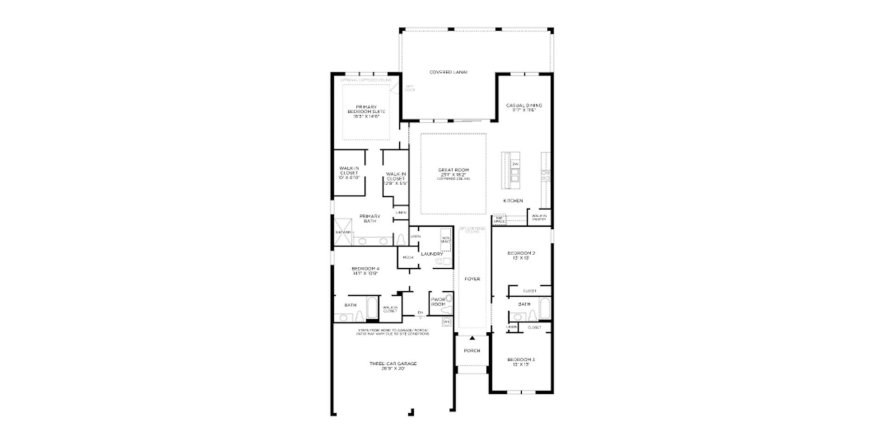 Планировка таунхауса «261SQM PELICAN COASTAL» 4 спальни в ЖК TOLL BROTHERS AT VENICE WOODLANDS