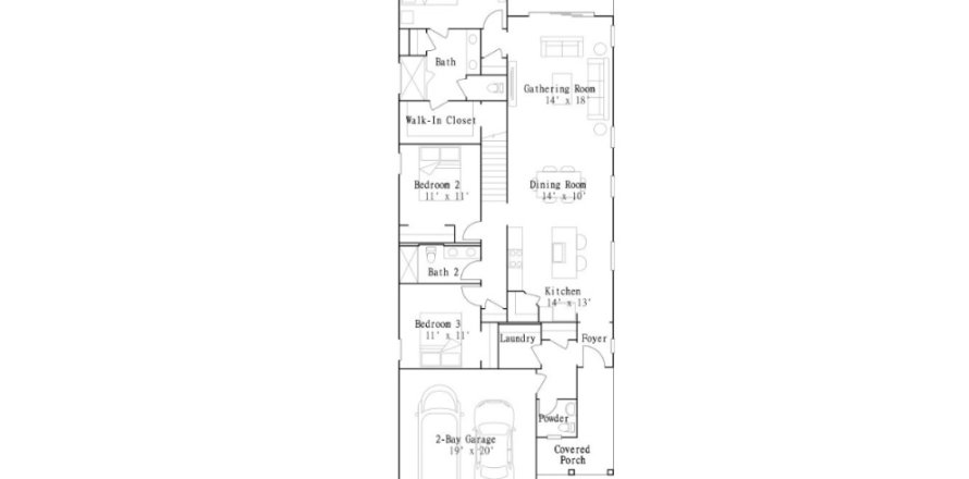 House floor plan «House», 3 bedrooms in Stillwater - Stillwater (40s) - Royal Collection