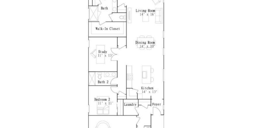 Планировка объекта «House» 2 спальни в ЖК Stillwater - Stillwater (40s) - Royal Collection