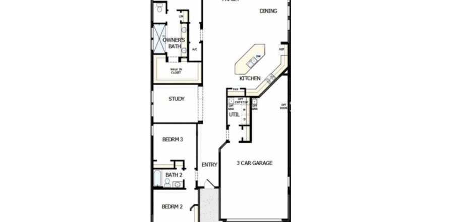 Планировка виллы или дома «House» 3 спальни в ЖК Oak Grove at Silverleaf 50’