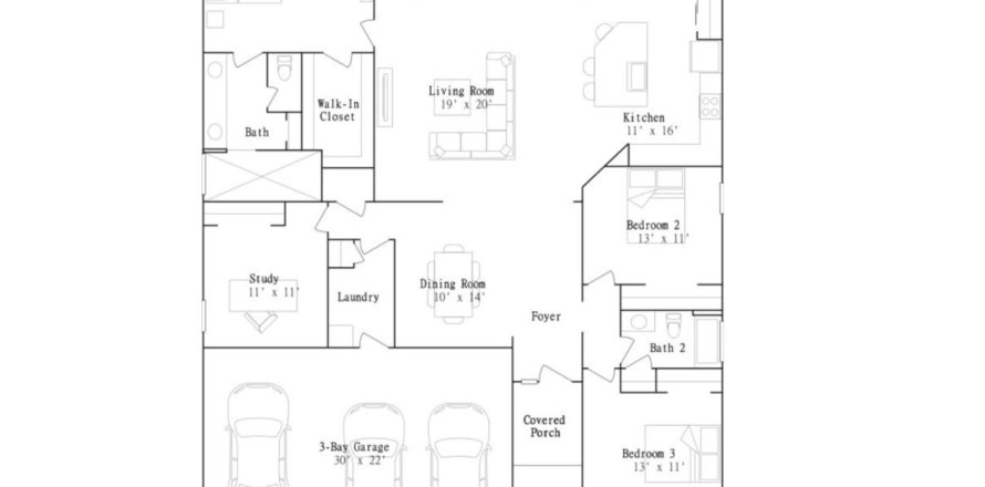 House floor plan «House», 3 bedrooms in Saddle Oaks - Saddle Oaks 60s