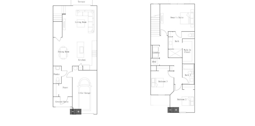 Планировка таунхауса «Townhouse» 3 спальни в ЖК Heathwood Reserve - Townhomes