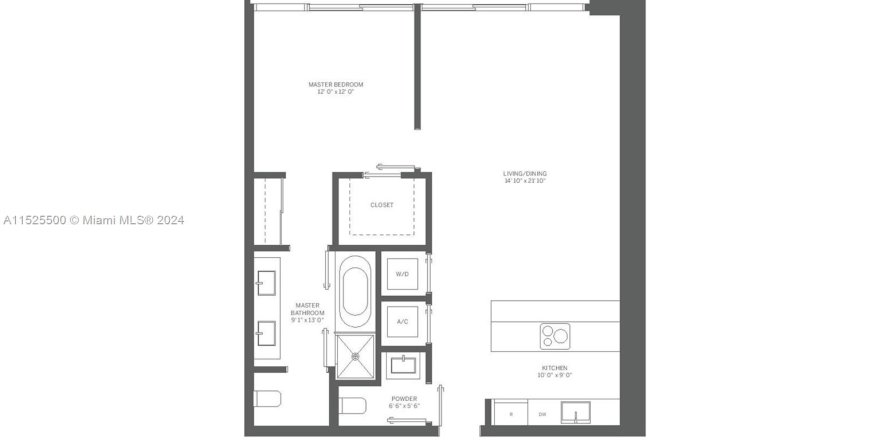 Condominio en Miami, Florida, 1 dormitorio  № 1431219