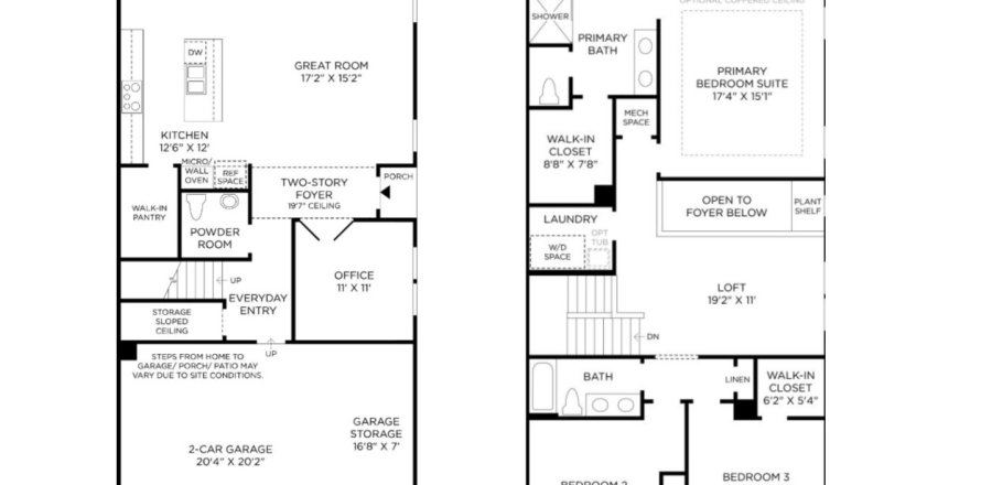 Townhouse floor plan «Townhouse», 3 bedrooms in Newton by Toll Brothers