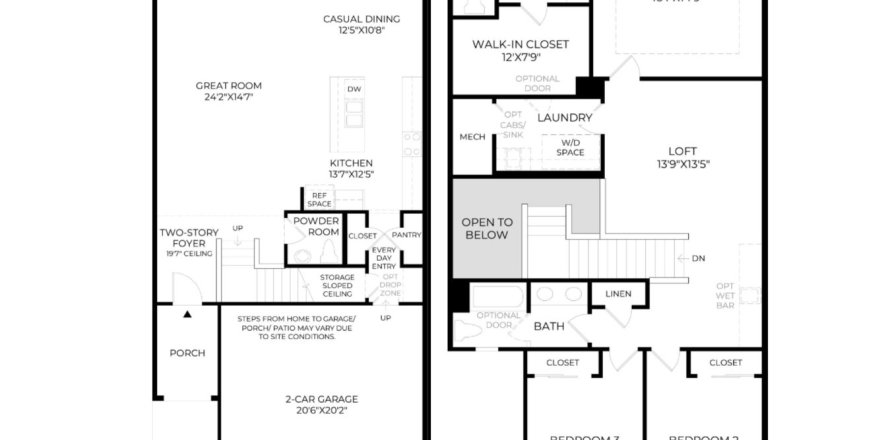 Планировка таунхауса «Townhouse» 3 спальни в ЖК Newton by Toll Brothers