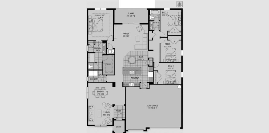 Townhouse floor plan «213SQM», 4 bedrooms in HANOVER LAKES